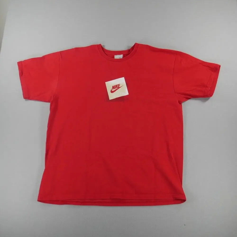 Vintage Y2K Red Nike Box Logo Streetwear Mens Size XL Gray Tag Label Cotton